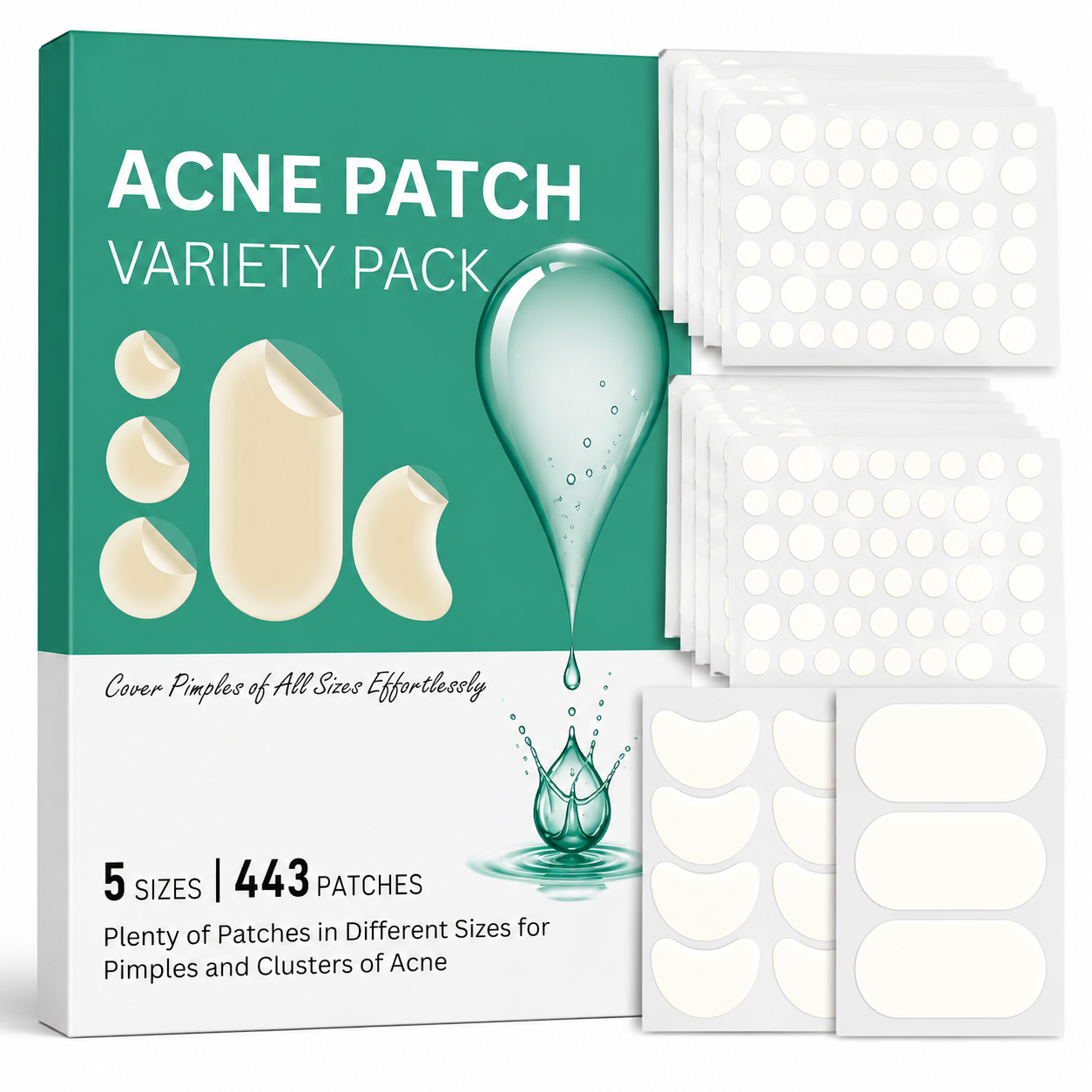 443PCS HITWORKER Hydrocolloid Patches - 5 Sizes - Anglo Cosmetics