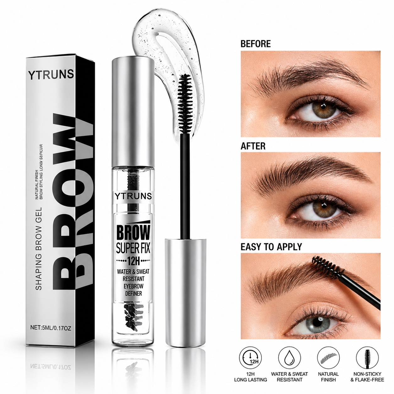 5ML Waterproof Eyebrow Gel - Smudge-Proof, Long-Lasting Hold for a Natural Look - Ideal Valentines Day & Mothers Day Gift  - Anglo Cosmetics