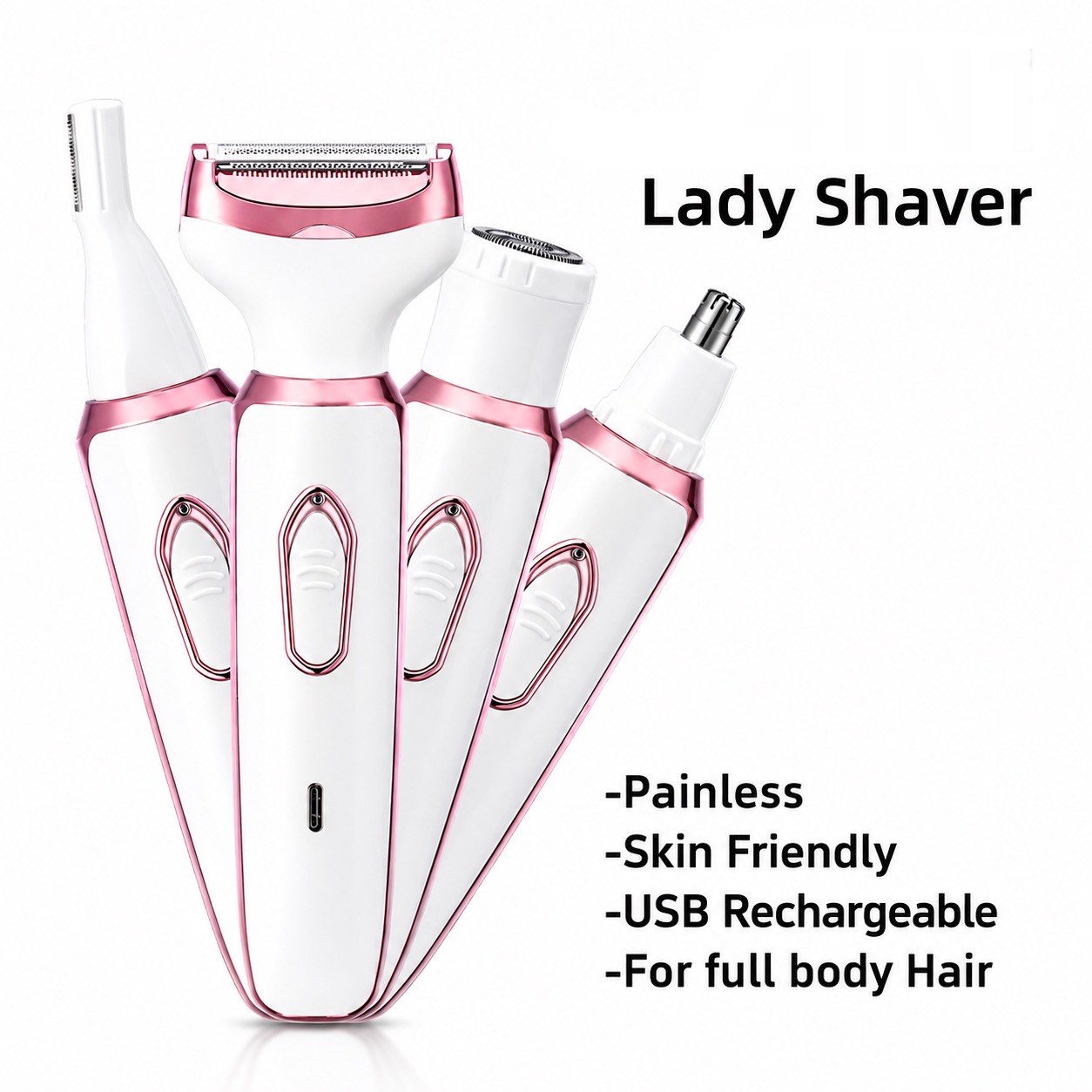4 In 1 Electric Lady Shaver, Body Hair Removal Epilator, Gift For Women - Anglo Cosmetics